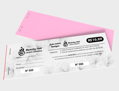 Bloco de Rifa para Ação Entre Amigos com Canhoto Numerado Sulfite 75g 19,5x6,5 cm 10x1 via - 1x0 - 50 unid