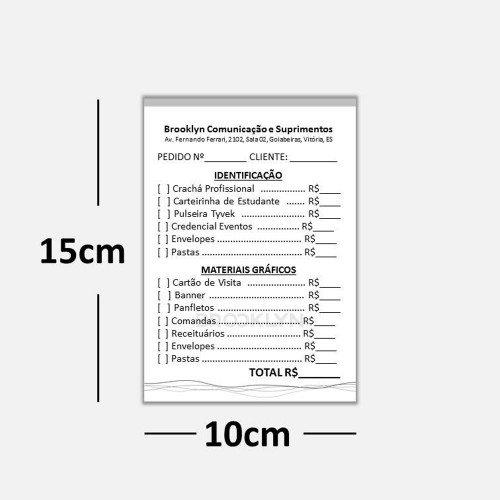 Bloco com 50 folhas Sulfite 75g Preto e Branco 10x15cm - 1x0 - 10 unid