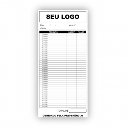 Bloco com 100 folhas Sulfite 75g Preto e Branco 10x21cm - 1x0 - 20 unid