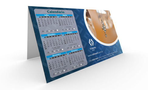 Display de Mesa com Calendário 2026 Tipo A em PVC 0,5mm Cristal Frente e Verso 11,4x17,5cm - 4x0 - 50 unid