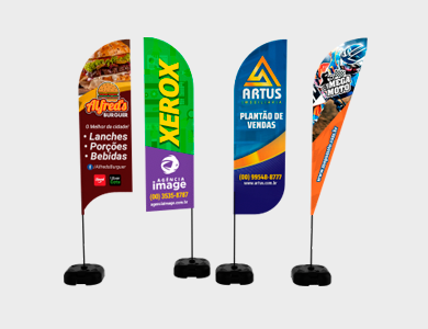 Wind Banner Grande com Base de Plástico Tecido Oxford 75x250cm - 4x4 - 1 unid