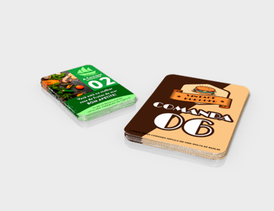 Comanda com Arte Variável em PVC 0,5mm Fosco Frente e Verso 8,5x11,4cm - 4x4 - 1 unid