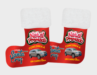 Móbile Bota de Papai Noel Pequeno PVC 0,3 mm Verniz Total Frente e Verso 22x23,4 cm - 4x4 - 5 unid