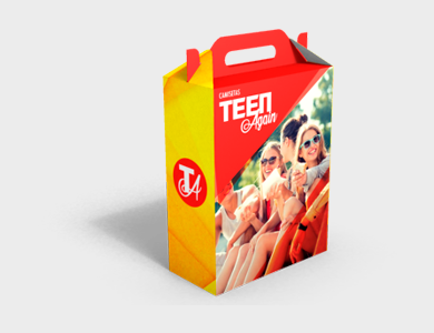 Caixa de Presente Média com Alça Couchê 300g Verniz Total Frente 18,9x9x22,5cm - 4x0 - 5000 unid