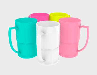 Caneca de Chopp Colorida em Polímero para Sublimação 500ml - 5 unid