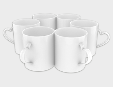 Caneca de Café Coração Branca em Polímero para Sublimação 325ml - 3 unid