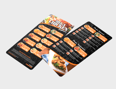 Cardápio com 2 Páginas (1 Folha) em PVC 0,5mm Cristal Frente e Verso 13,7x29,4cm - 4x0 - 25 unid