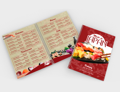 Cardápio Wire-o com 18 Páginas em PVC 0,76mm Fosco Frente e Verso 21,5x29cm - 4x4 - 50 unid