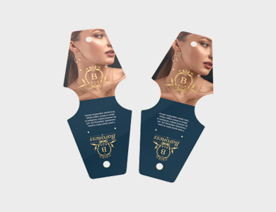 Cartela de Bijuteria Formatos Especiais Couchê 300g Laminação Fosca e Verniz Localizado 18x5cm - 4x4 - 1000 unid