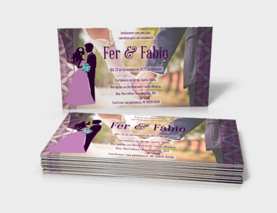 Convite Couchê 300g Laminação Fosca com Verniz Localizado e Hot Stamping 10x18cm - 4x1 - 5000 unid