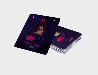 Credencial com Dois Furos Dados Variáveis PVC 0,3mm branco 11.5x14cm - 4x4 - 1 unid