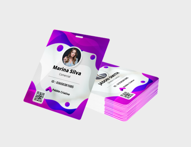 Credencial com Furo Presilha Dados Variáveis PVC 0,3mm branco 11.5x14cm - 4x0 - 1 unid