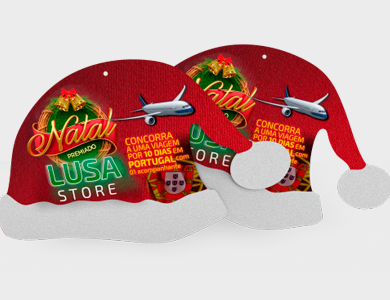 Móbile Gorro de Papai Noel Pequeno PVC 0,3 mm Verniz Total Frente e Verso 23,4x14,4 cm - 4x4 - 50 unid