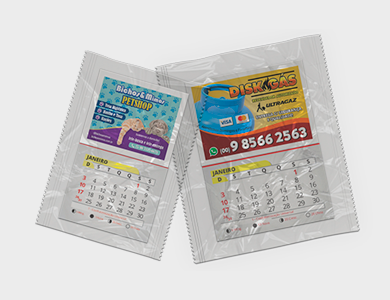 Ímã de Geladeira Promocional com Bordas Brancas - Bloco de Calendário 2026 e Embalado Individualmente 7x5cm - 4x0 - 1000 unid