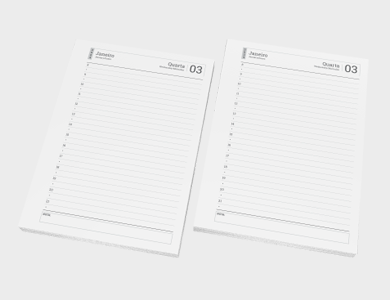 Miolo de Agenda A6 Sulfite 75g PB - Modelo Diária 2026 - 1x1 - 25 unid