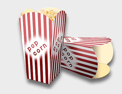 Embalagem de Pipoca Papel Alimentício 270g com Película Antigordura 8,8x8,8x18cm - 4x0 - 500 unid