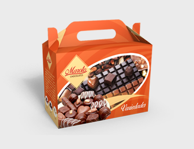 Caixa de Presente Extra Pequena com Alça Couchê 300g Verniz Total Frente 18,9x9x13,5cm - 4x0 - 1000 unid