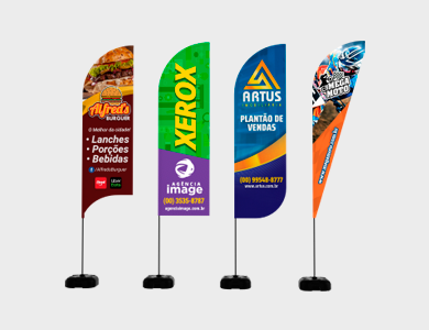 Wind Banner Gigante com Base de Plástico Tecido Microfibra 75x320cm - 4x4 - 1 unid